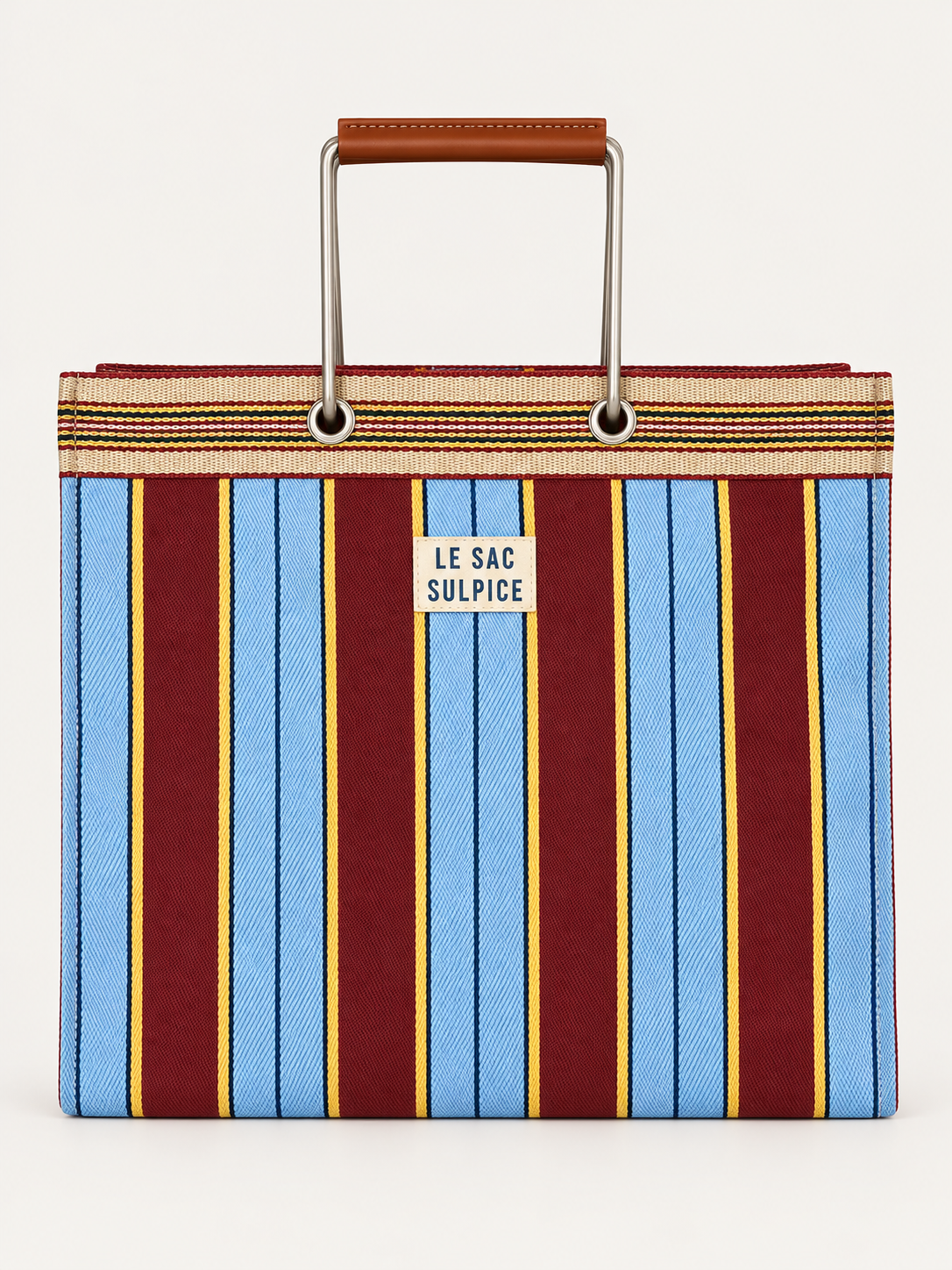 Sorrento large striped tote bag in Porto with leather-wrapped metal handles and contrast trim